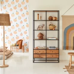 Agra - Bibliothèque Enfant En Acacia Massif Et Métal