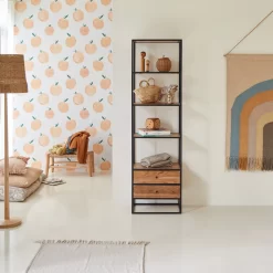 Agra - Colonne Enfant En Acacia Massif Et Métal