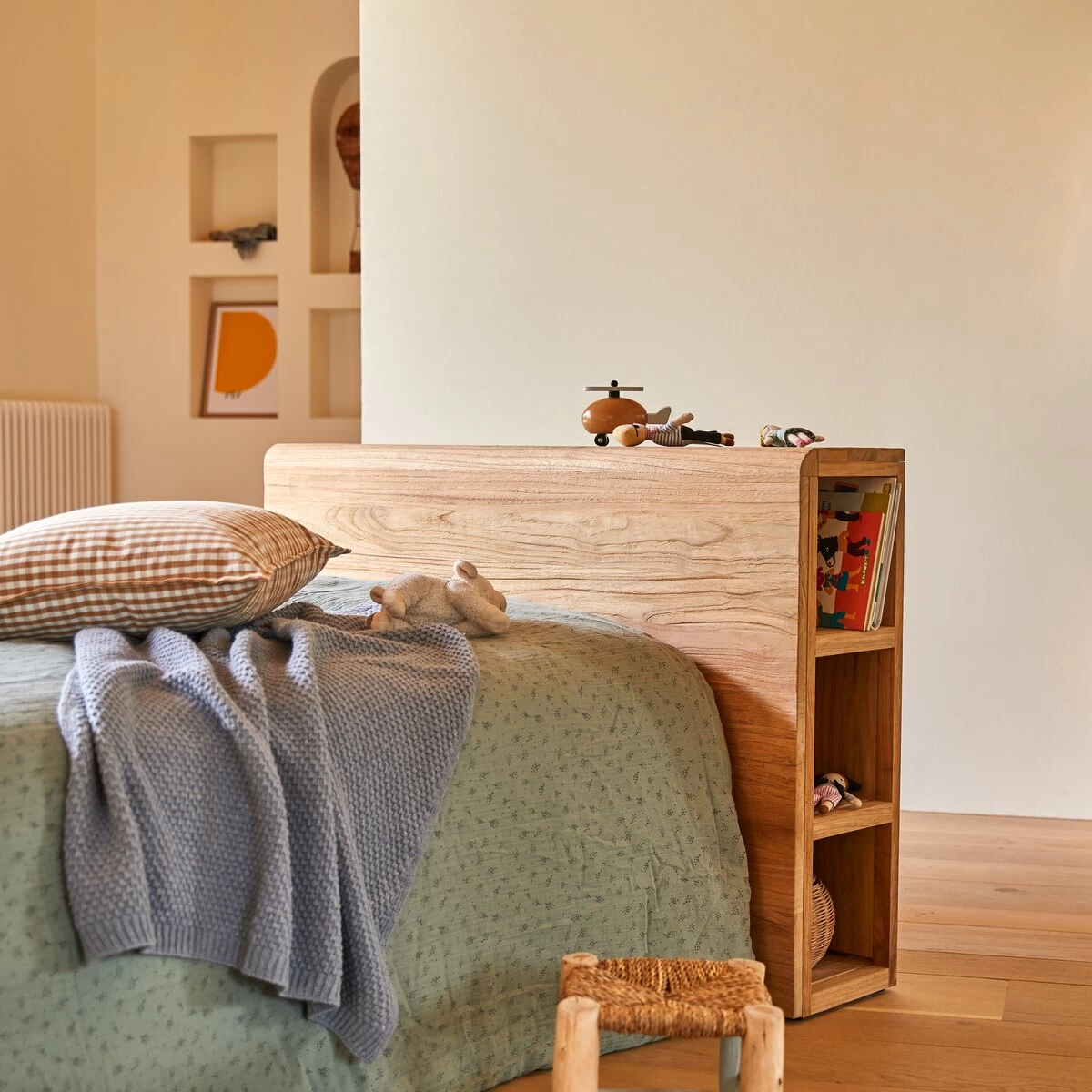 Bertie - Tête De Lit Enfant Avec Rangements En Teck Massif 120 Cm – Image 4