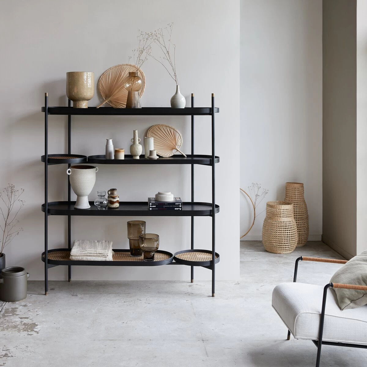 Alix - Bibliothèque En Mindi Et Cannage