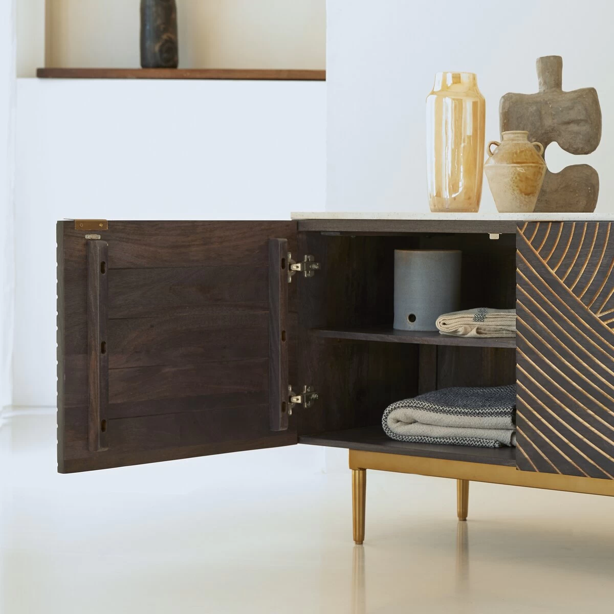 Bilal - Buffet En Manguier Massif Et Terrazzo 180 Cm – Image 3