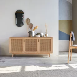 Luis - Buffet En Orme Massif Et Cannage 160 Cm
