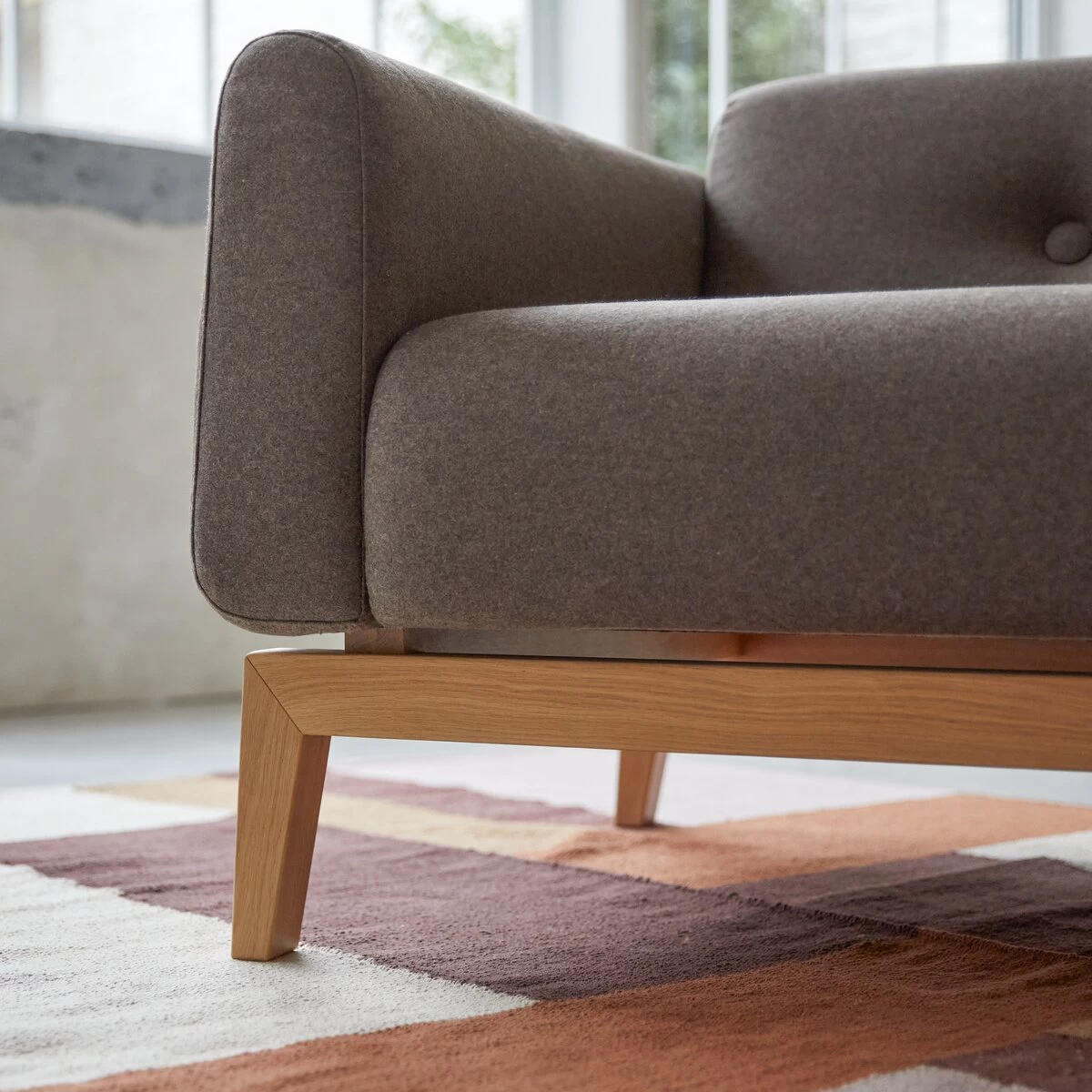 Bjorn - Canapé En Chêne Massif Et Tissu Marron 2 Places – Image 7