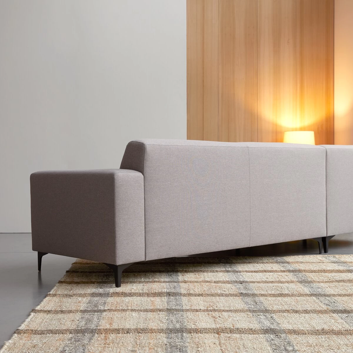 Lars - Canapé D'angle Gauche En Tissu Gris 300 X 150 Cm, 5 Places – Image 3