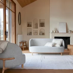 Hoya - Canapé En Chêne Massif Et Et Tissu Gris 2 Places