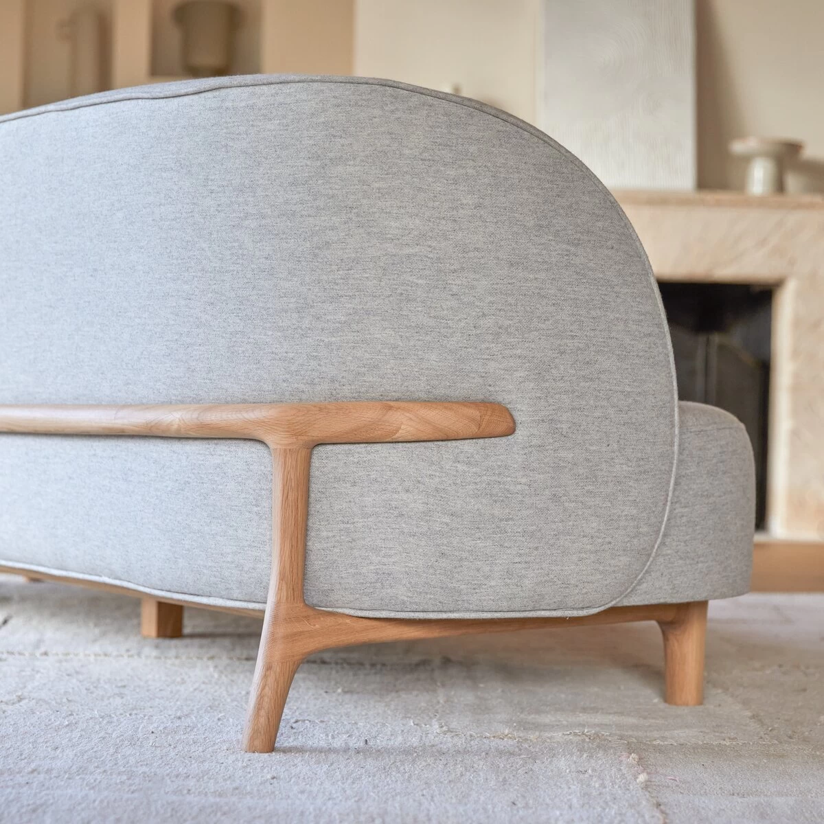 Hoya - Canapé En Chêne Massif Et Tissu Gris 3 Places – Image 7