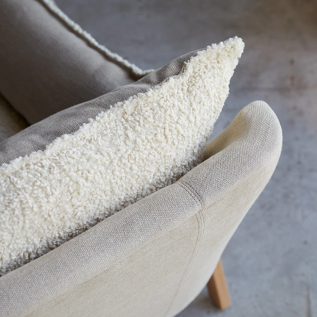 Woodnest - Canapé En Chêne Massif Et Tissu Linen 3 Places – Image 3