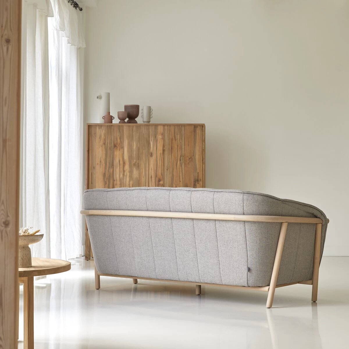 Yas - Canapé En Chêne Massif Et Tissu Gris 2 Places – Image 5