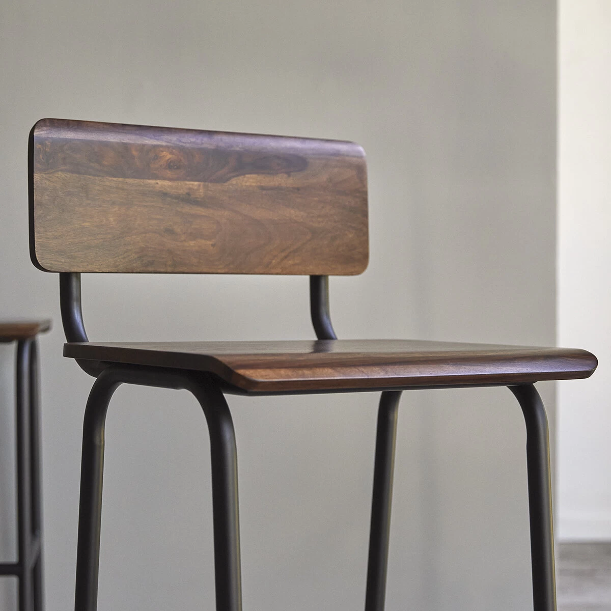 Talia - Chaise De Bar En Palissandre Massif Et Métal – Image 2