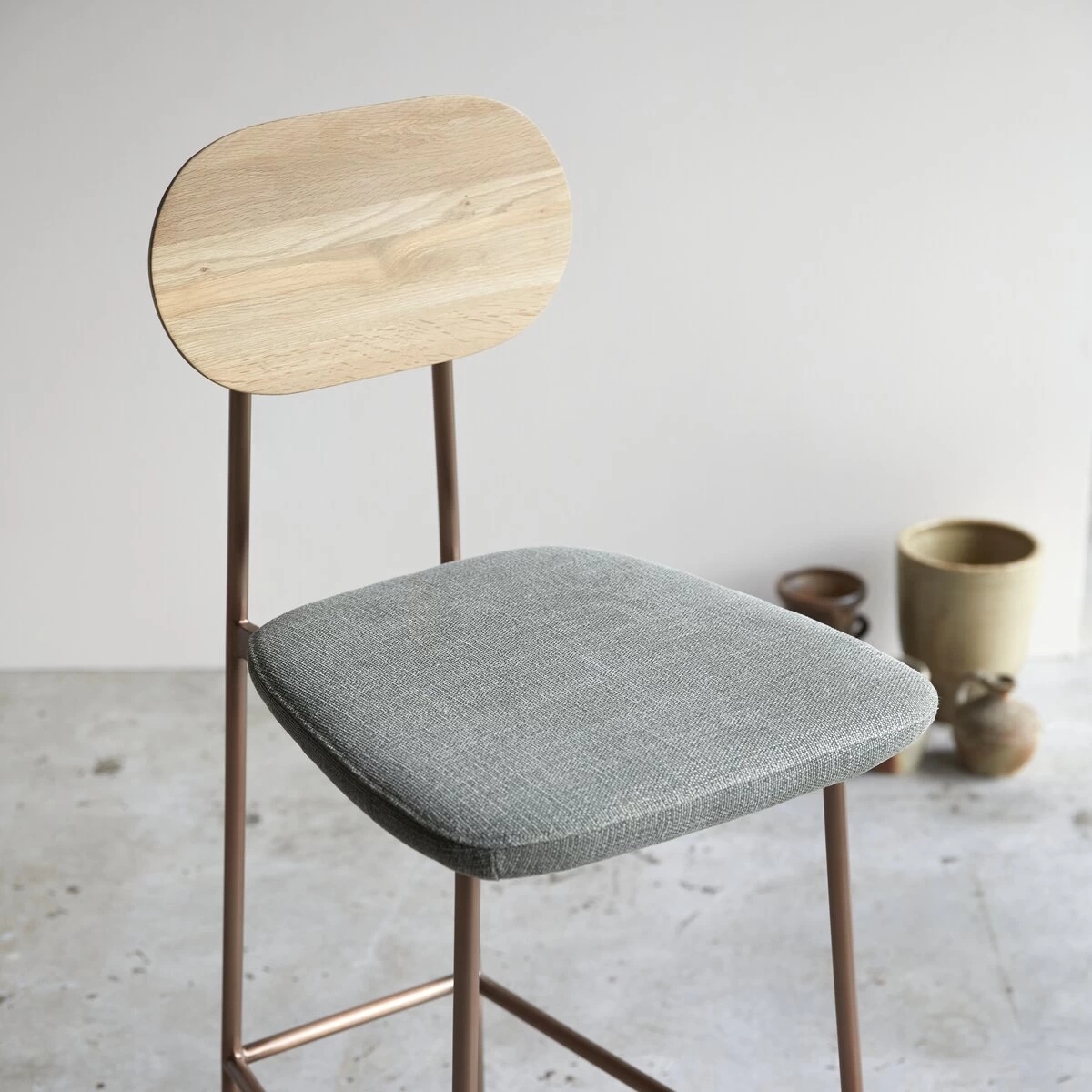 Yutapi - Chaise De Bar Linen Green En Chêne Massif – Image 4