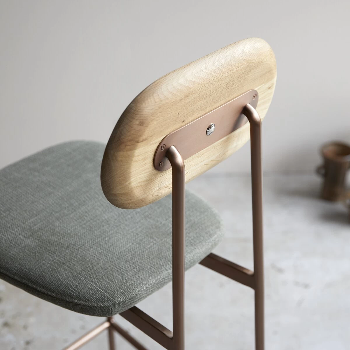 Yutapi - Chaise De Bar Linen Green En Chêne Massif – Image 7