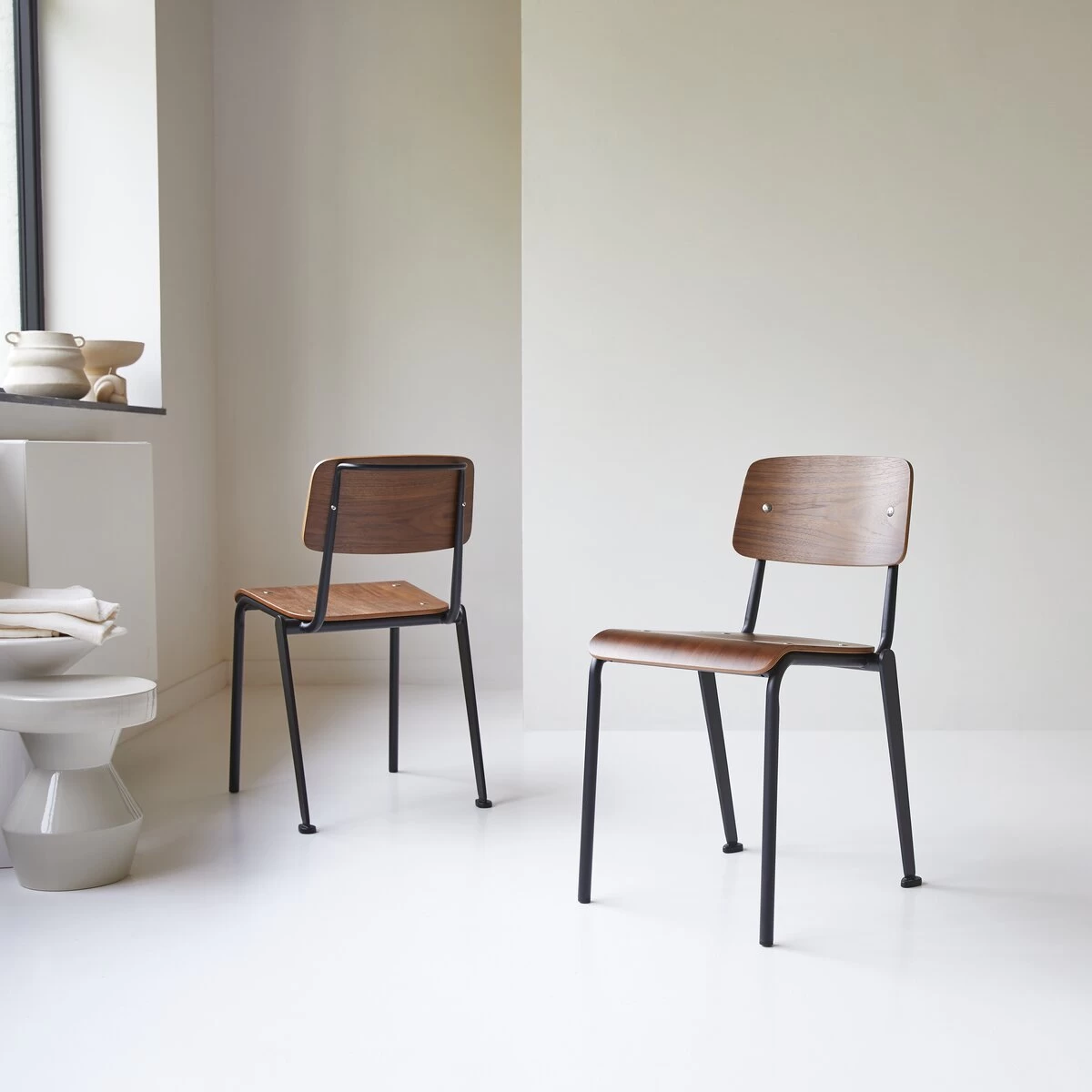 Mio - Chaise En Noyer Et Métal Black