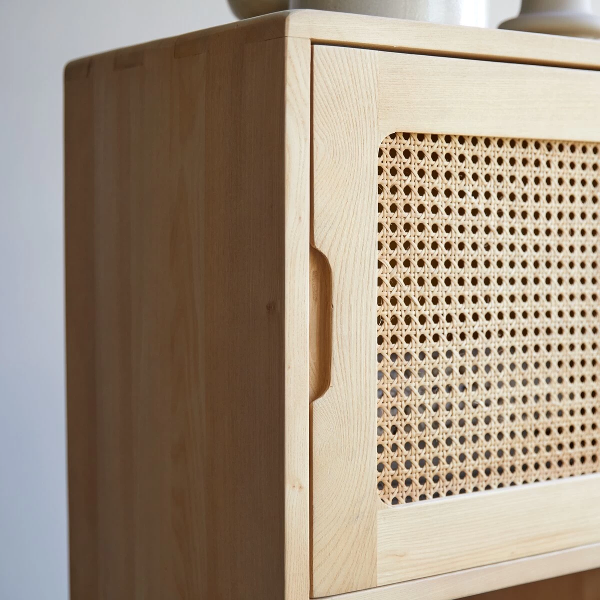 Luis - Colonne Haute En Orme Massif Et Cannage – Image 6