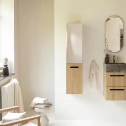 Line - Colonne Miroir En Chêne Massif