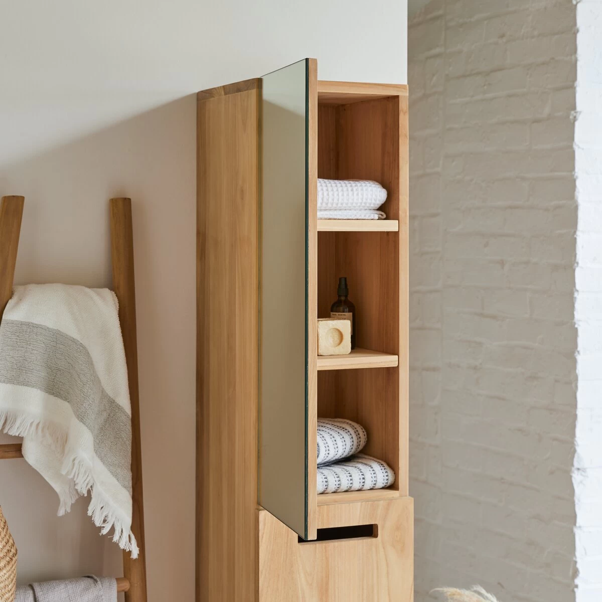 Line - Colonne Miroir En Teck Massif – Image 2