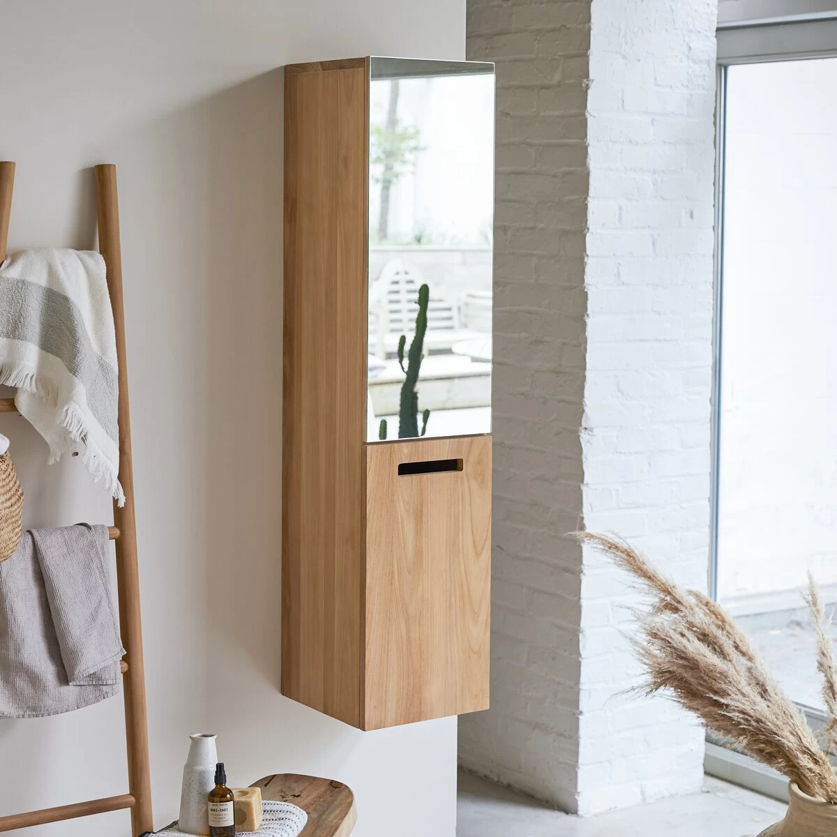 Line - Colonne Miroir En Teck Massif – Image 4