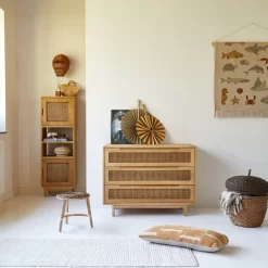 Luis - Commode Enfant En Orme Massif Et Cannage