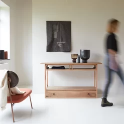 Clovis - Console 1 Tiroir En Noyer Massif Français