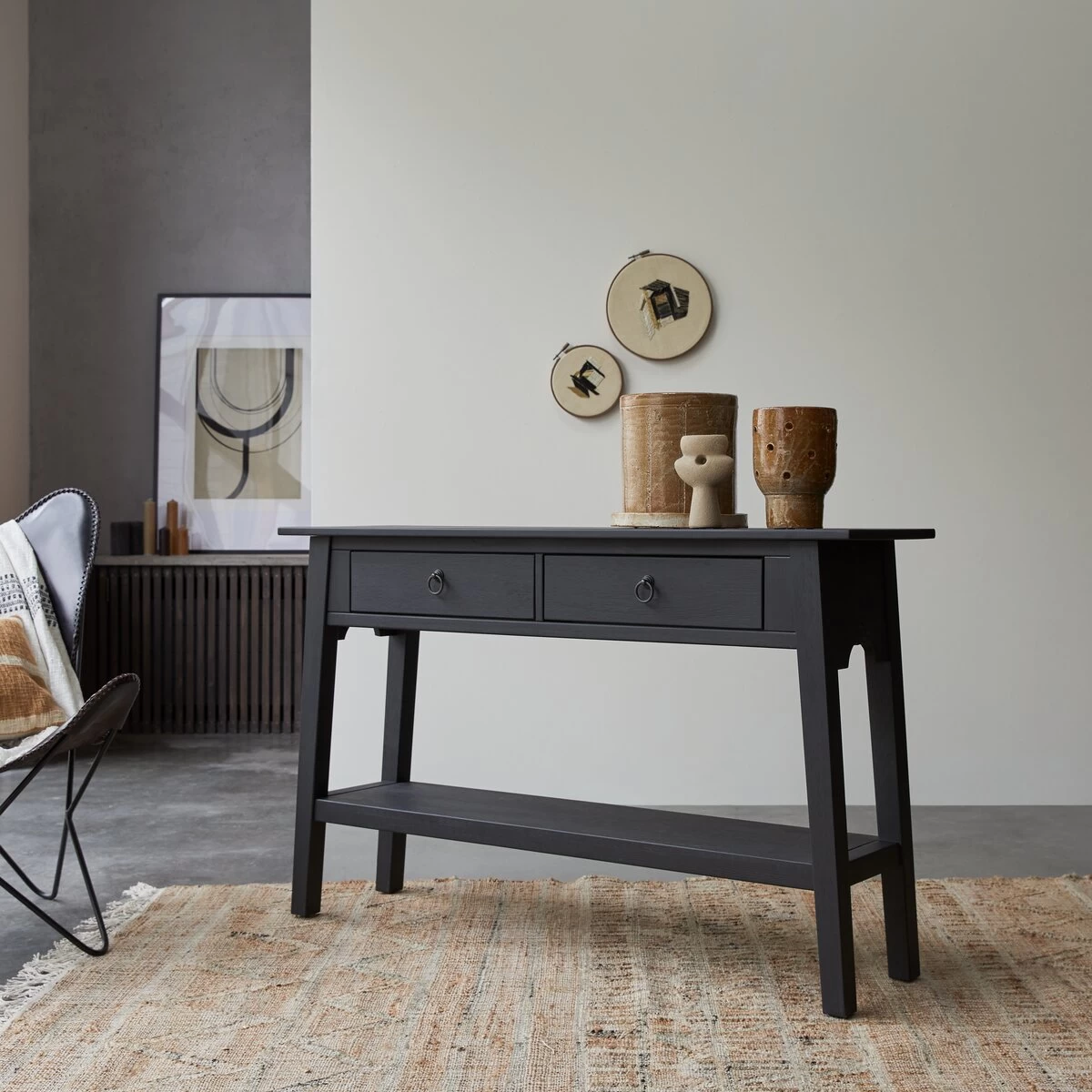 Thaki Black - Console En Pin Massif 2 Tiroirs – Image 5