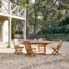 Capri - Ensemble De Jardin Ovale En Acacia Massif 4 Chaises