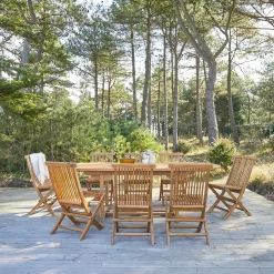 Capri - Ensemble De Jardin Ovale En Acacia Massif 8 Chaises
