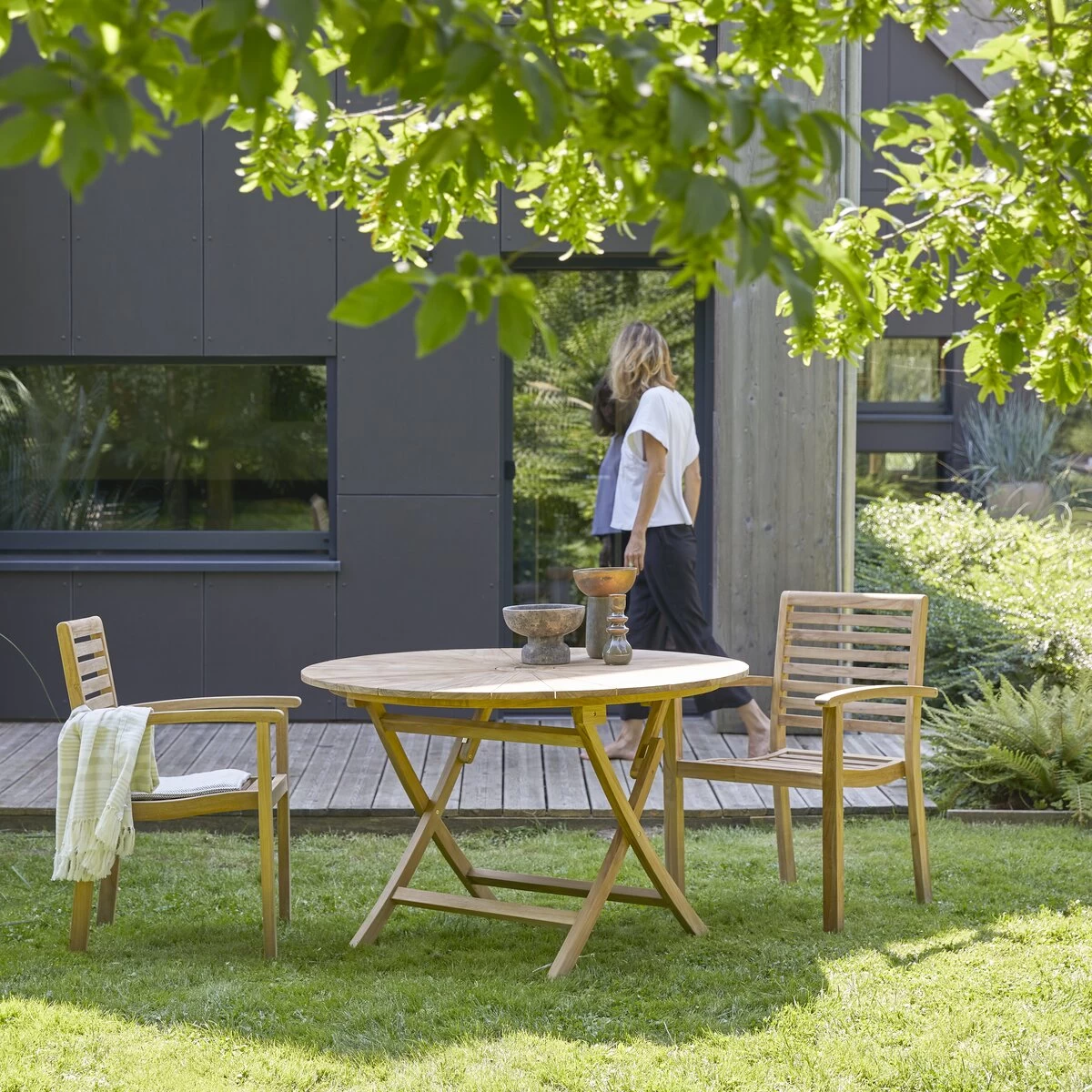 Andria - Ensemble De Jardin En Teck Massif 2 Fauteuils