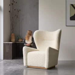 Sherpa - Fauteuil En Chêne Massif Et Tissu
