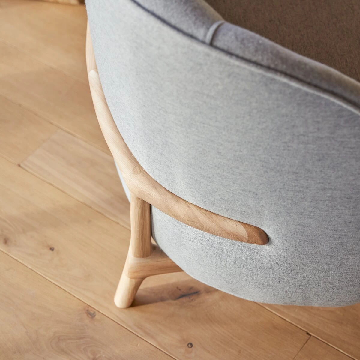 Hoya - Fauteuil En Chêne Massif Et Tissu Gris – Image 5