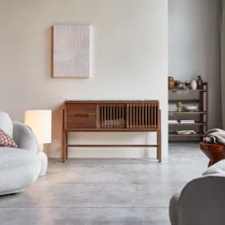 Isaure - Console En Noyer Massif Et Terrazzo Premium