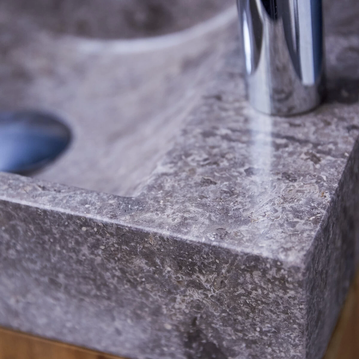 Stelle - Meuble Lave Main En Teck Massif Et Marbre Grey – Image 8