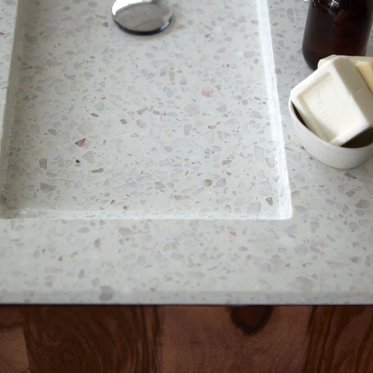 Nova - Meuble Salle De Bain En Palissandre Massif Et Terrazzo Premium Moon 80 – Image 2