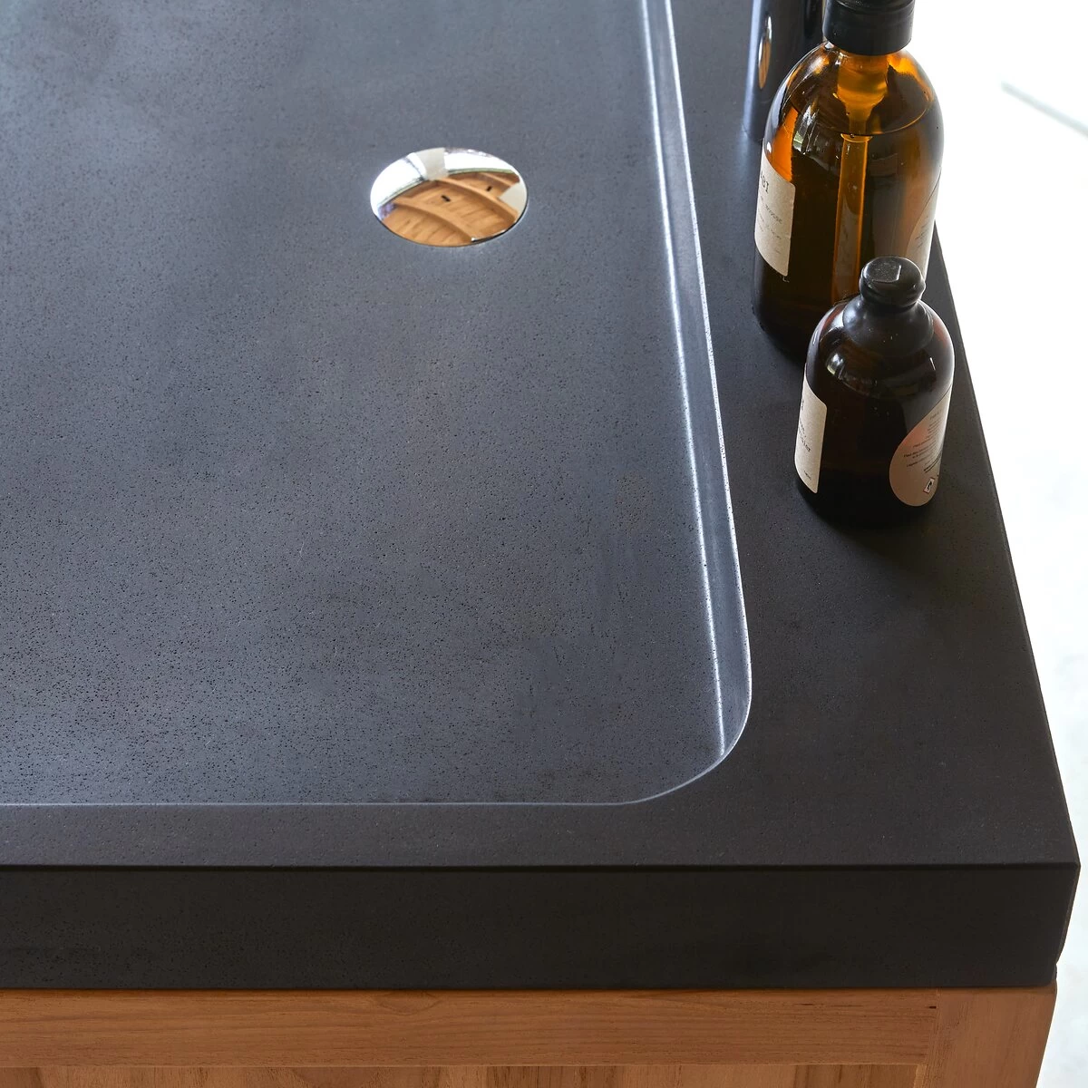 Edgar - Meuble Salle De Bain En Teck Massif Et Pierre De Lave 80 Cm – Image 3