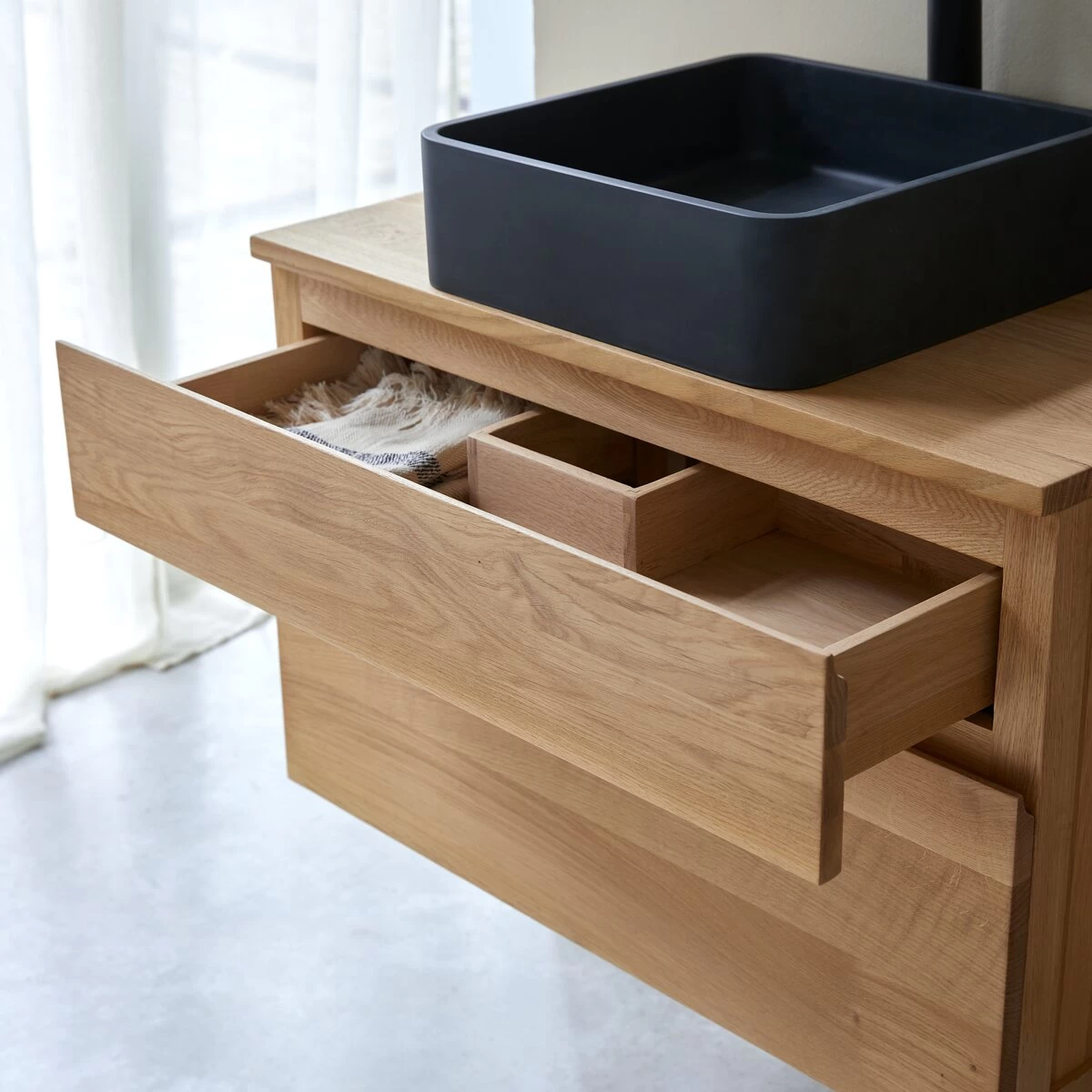 Jacob - Meuble Sous Vasque En Chêne Massif 80 Cm – Image 2