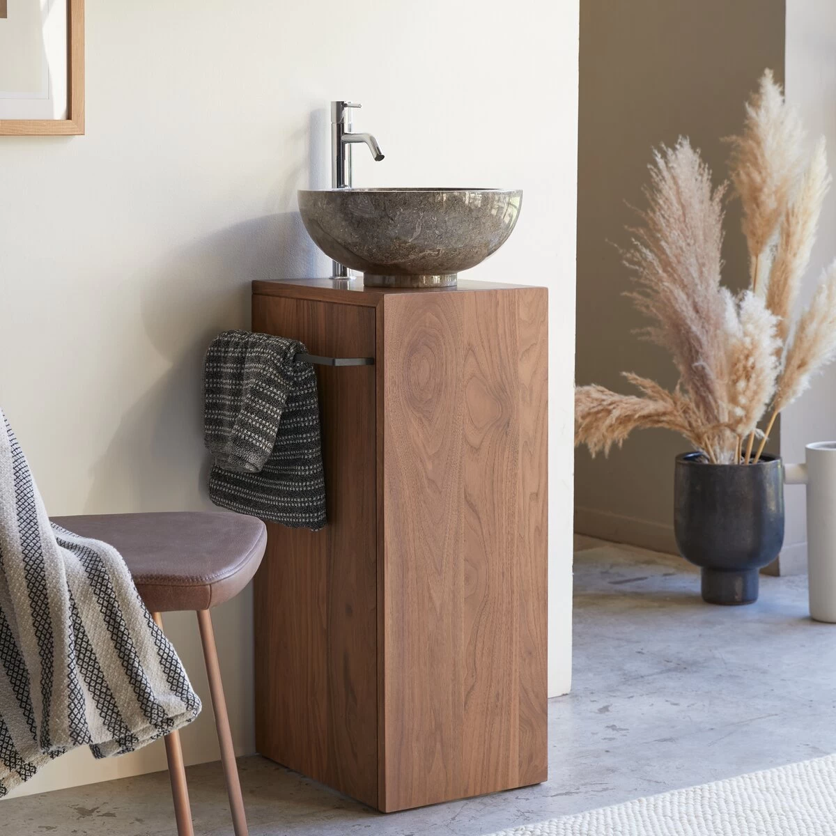 Stelle - Meuble Sous Vasque En Noyer Massif Gauche – Image 4