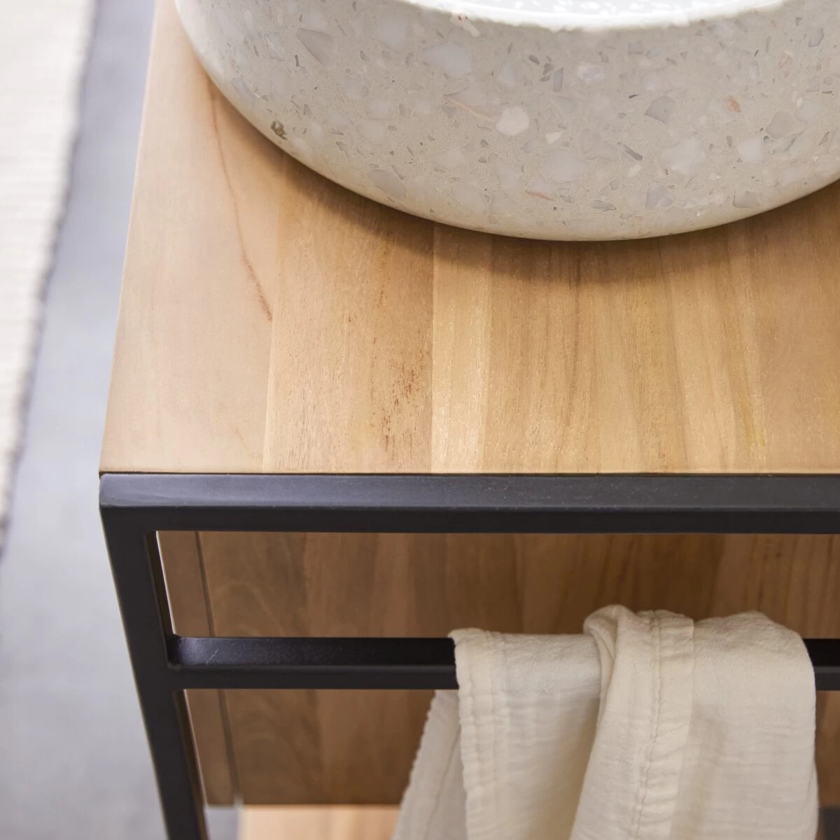 Michal - Meuble Sous Vasque En Teck Massif Et Métal 140 Cm – Image 5