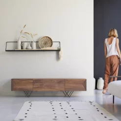 Metric - Meuble TV En Noyer Massif 175 Cm