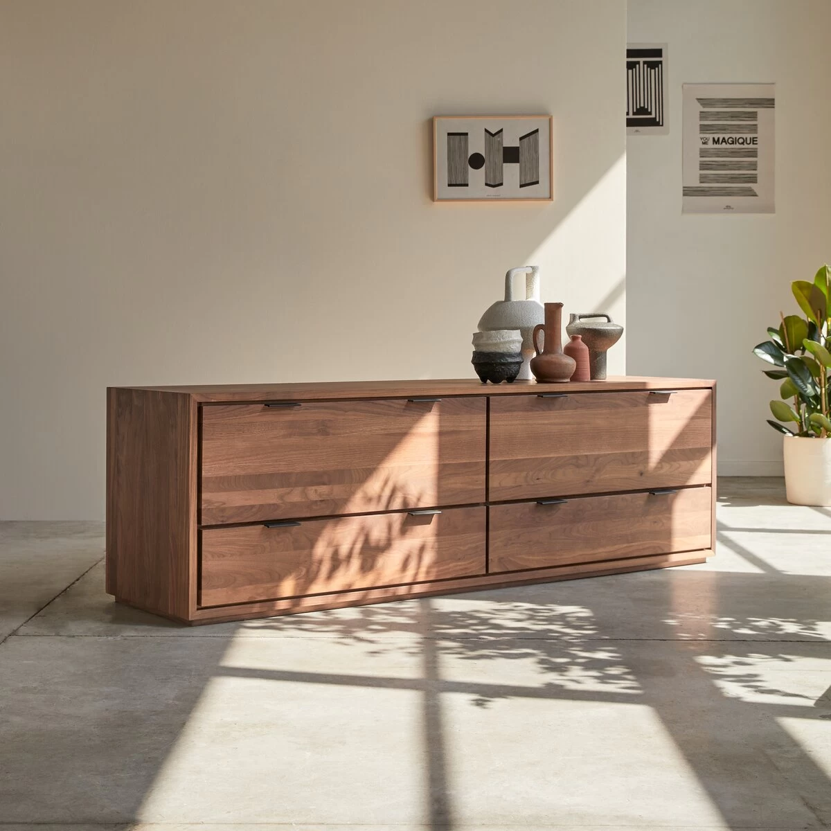 Senson - Meuble TV En Noyer Massif 180 Cm – Image 4