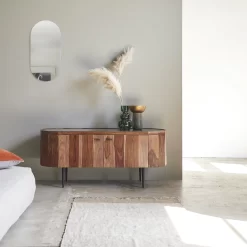 Jade - Meuble TV En Palissandre Massif Et Marbre 130 Cm