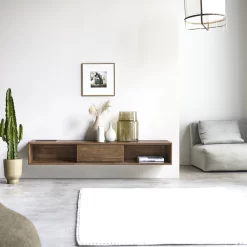 Circa - Meuble TV En Teck Massif 1 Tiroir 160 Cm