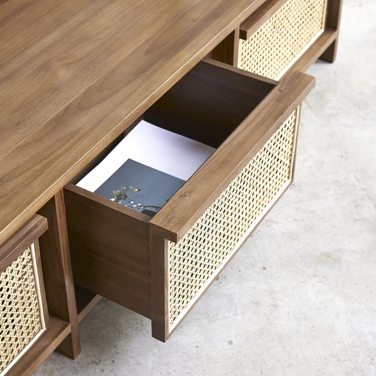 Roots - Meuble TV En Teck Massif Et Cannage 160 Cm – Image 5