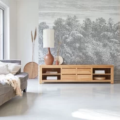 Patio - Meuble TV En Teck Massif 200 Cm