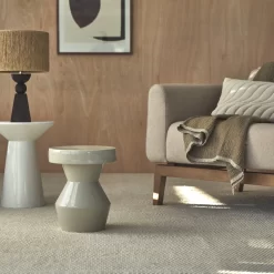 Sculptural - Bout De Canapé En Céramique, Beige