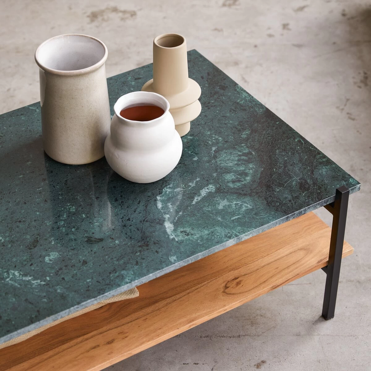 Edit - Table Basse En Acacia Massif Et Marbre – Image 3