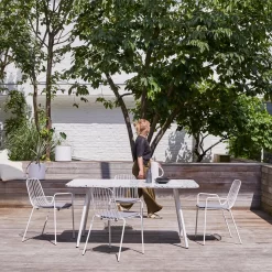 Elio - Table De Jardin Rectangulaire En Terrazzo Premium Et Métal White 4/6 Pers.