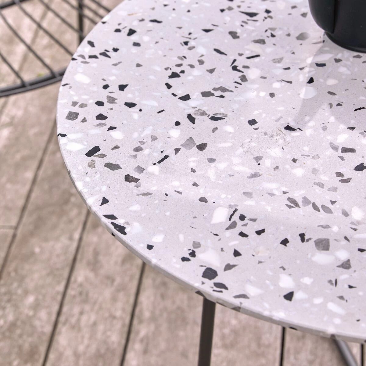 Elio - Table De Jardin Ronde En Terrazzo Premium Et Métal Grey 4 Pers. – Image 6