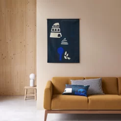 Babylone Tour - Tenture Française 65x90 Cm, Blue Tour