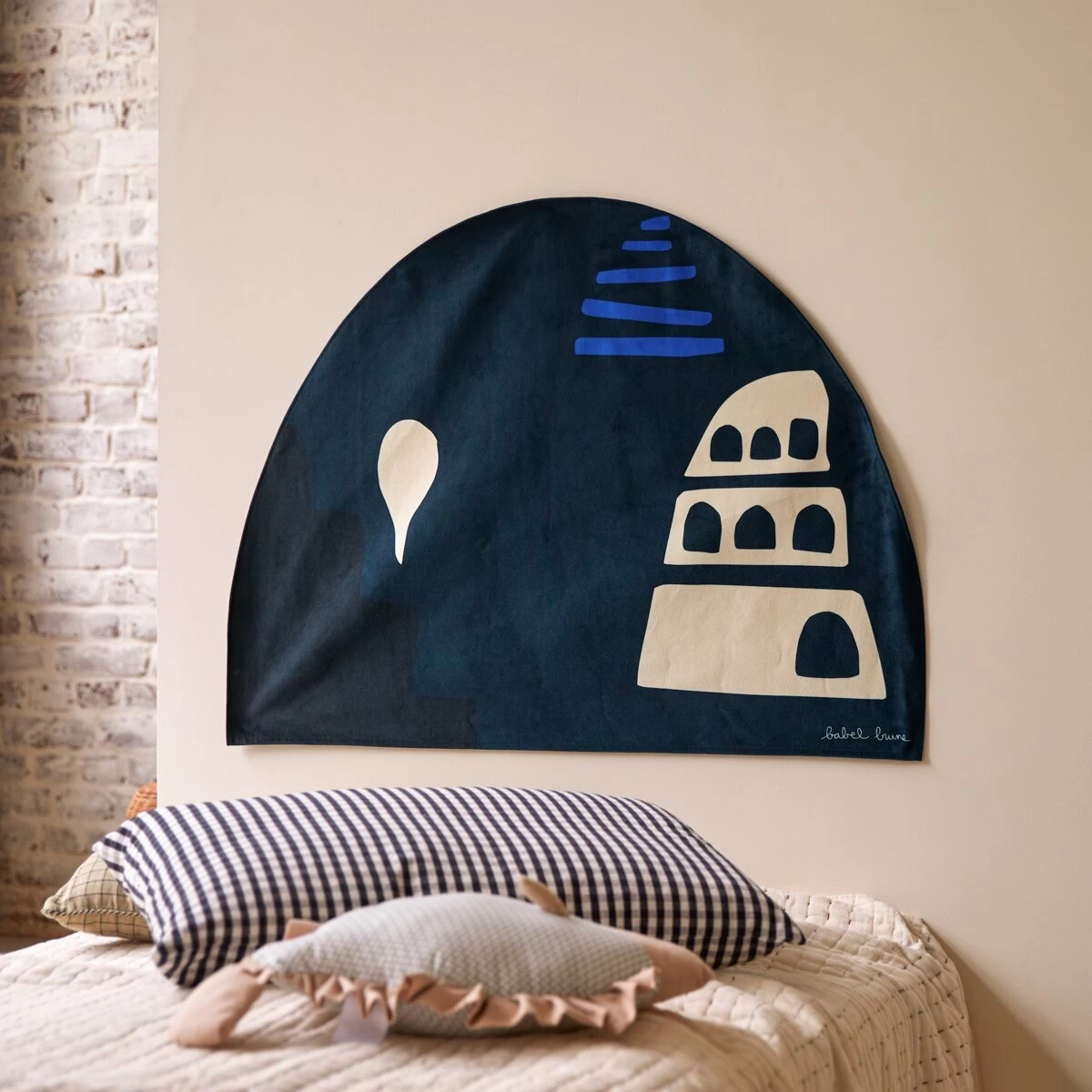 Babylone Tour - Tenture Tête De Lit Française 90x70 Cm, Blue – Image 2